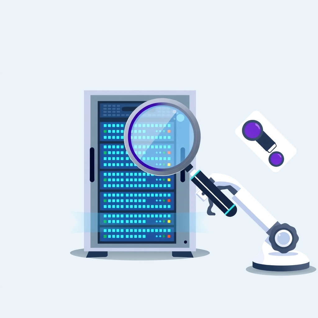 Illustration von automatisiertem Security-Scanning auf Server-Infrastruktur