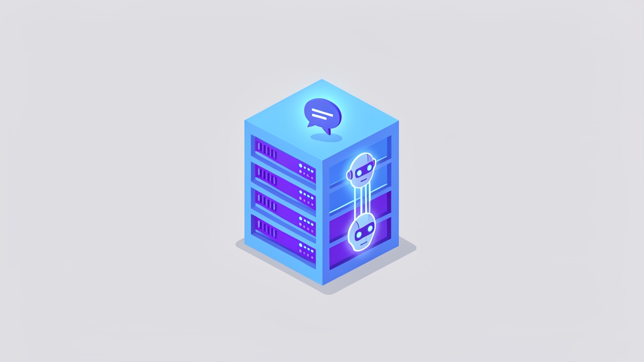 Illustration of a server hosting chat and AI services
