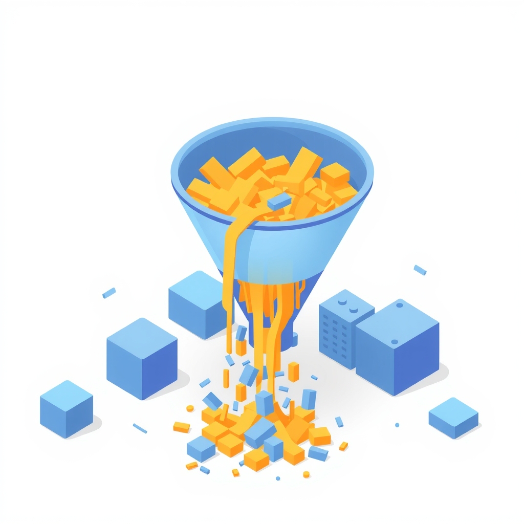 Illustration of a data funnel filtering log streams