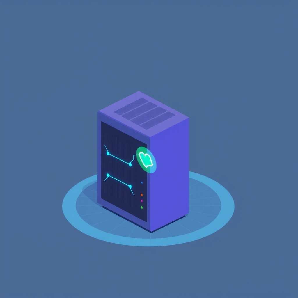 Illustration of a server connecting to an external monitor via a heartbeat signal