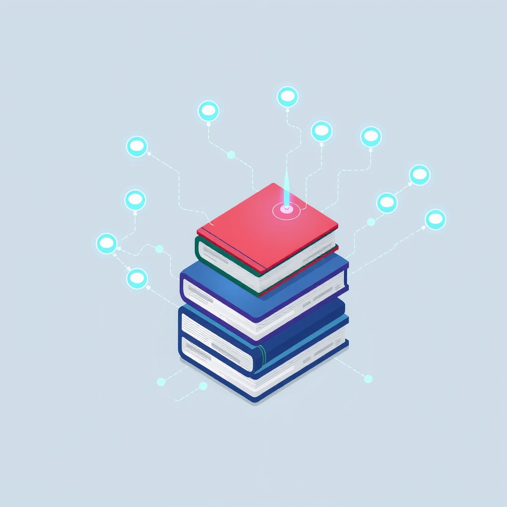 Books turning into digital network nodes on a server rack
