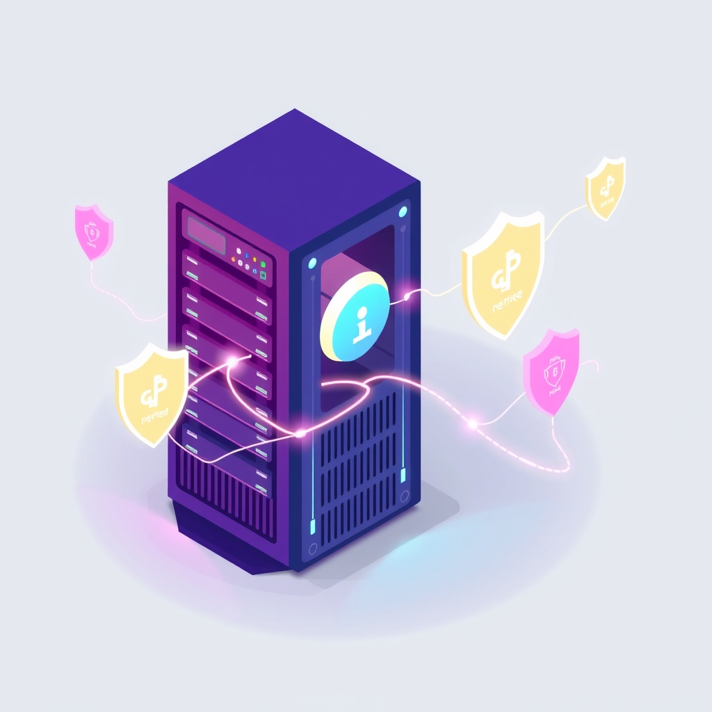 Illustration of a self-hosted AI agent system with security shields and git integration