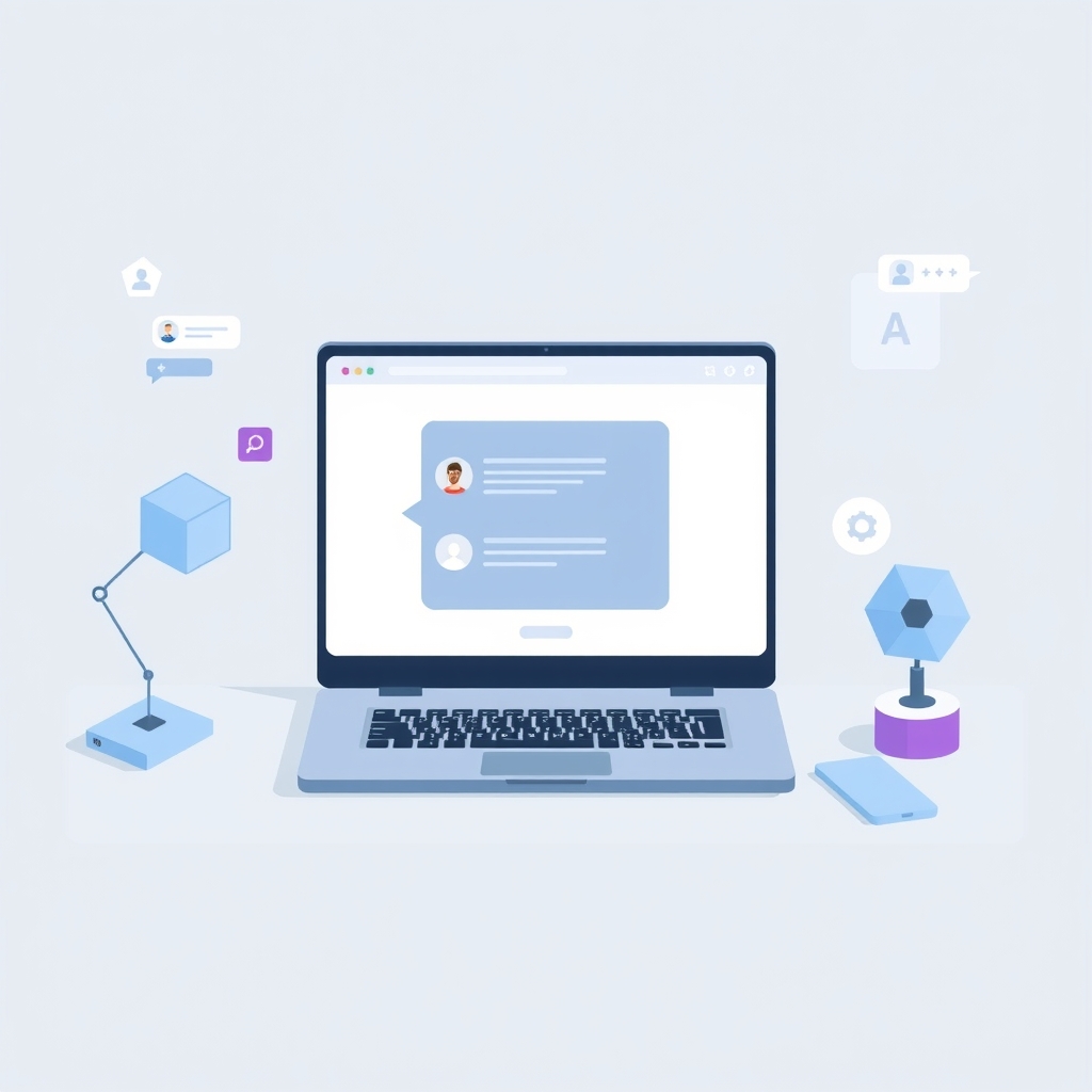Illustration of a local AI chat interface with data elements